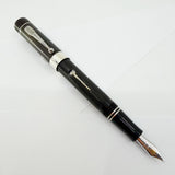 Conway Stewart Churchill Ebonite Collection - Alternating Diagonal Line Pattern Lever-Fill  Fountain Pen - Fine 18kt Gold Nib