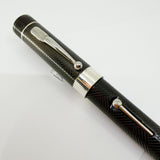 Conway Stewart Churchill Ebonite Collection - Alternating Diagonal Line Pattern Lever-Fill  Fountain Pen - Fine 18kt Gold Nib