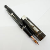 Conway Stewart Churchill Ebonite Collection - Alternating Diagonal Line Pattern Lever-Fill  Fountain Pen - Fine 18kt Gold Nib