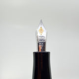 Conway Stewart Churchill Ebonite Collection - Alternating Diagonal Line Pattern Lever-Fill  Fountain Pen - Fine 18kt Gold Nib