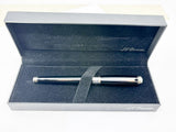 S. T. Dupont  Line D  Eternity Black Lacquer Large Size  Fountain Pen - Palladium Plated Trim - Broad 14kt Gold Nib