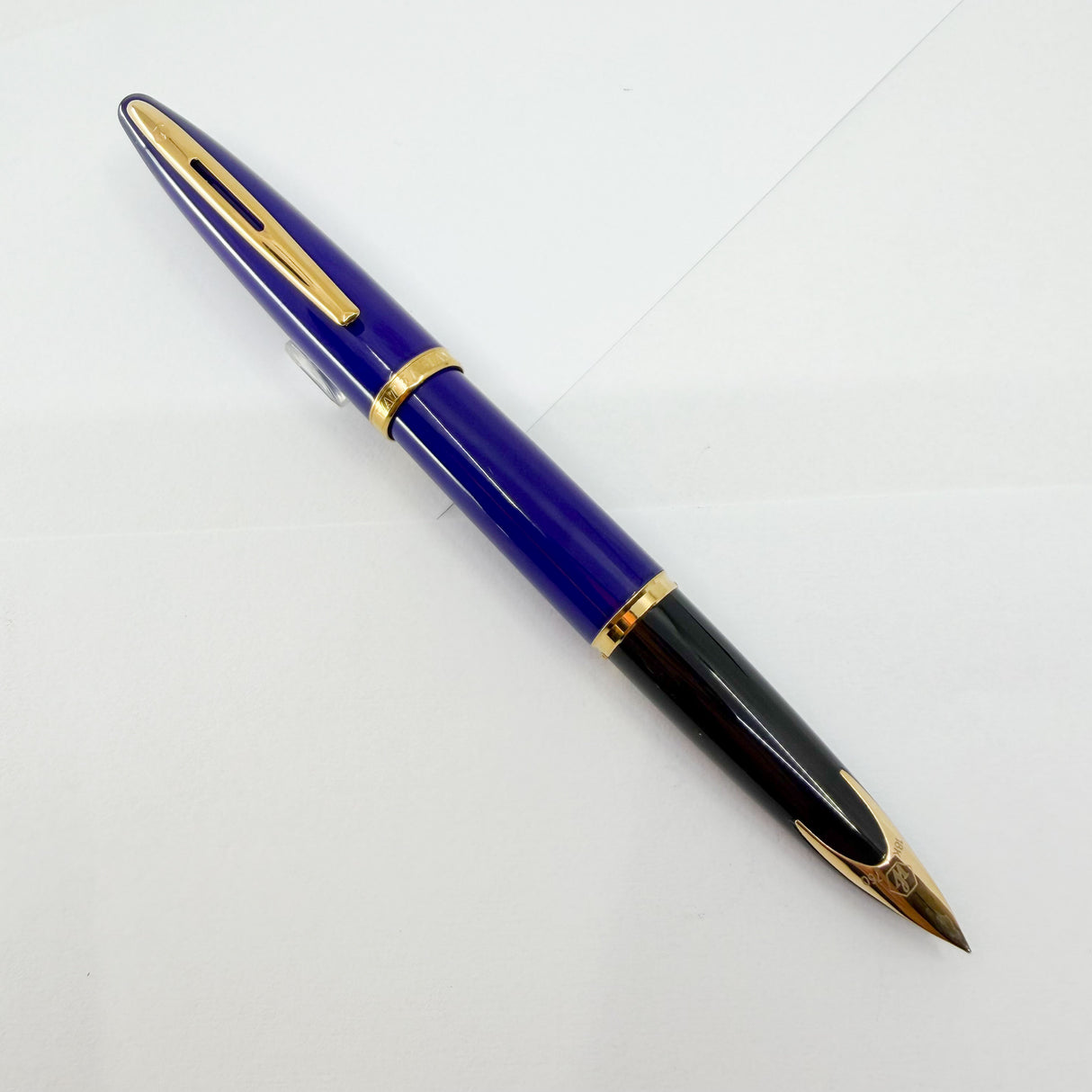 Waterman Royal Blue Carene Fountain Pen - Fine 18kt Gold Nib