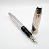 Montblanc Meisterstück Solitaire Le Grand Pinstriped Sterling Silver #146S Fountain Pen - Medium 18kt Gold Nib