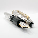 Montblanc Meisterstück Solitaire Le Grand Pinstriped Sterling Silver #146S Fountain Pen - Medium 18kt Gold Nib