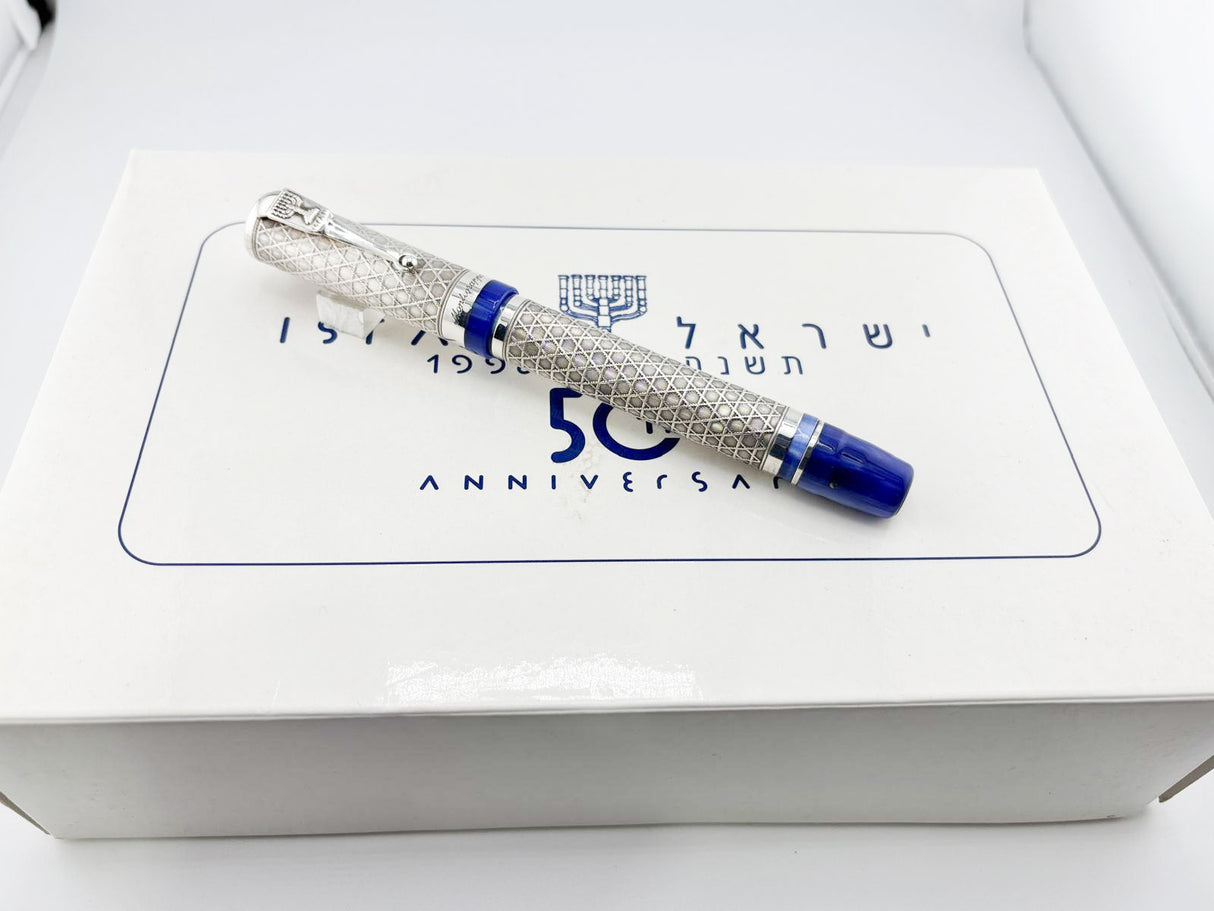 Montegrappa Israel 50th Anniversary Sterling Silver Limited Edition Fountain Pen - Broad 18kt Gold Nib