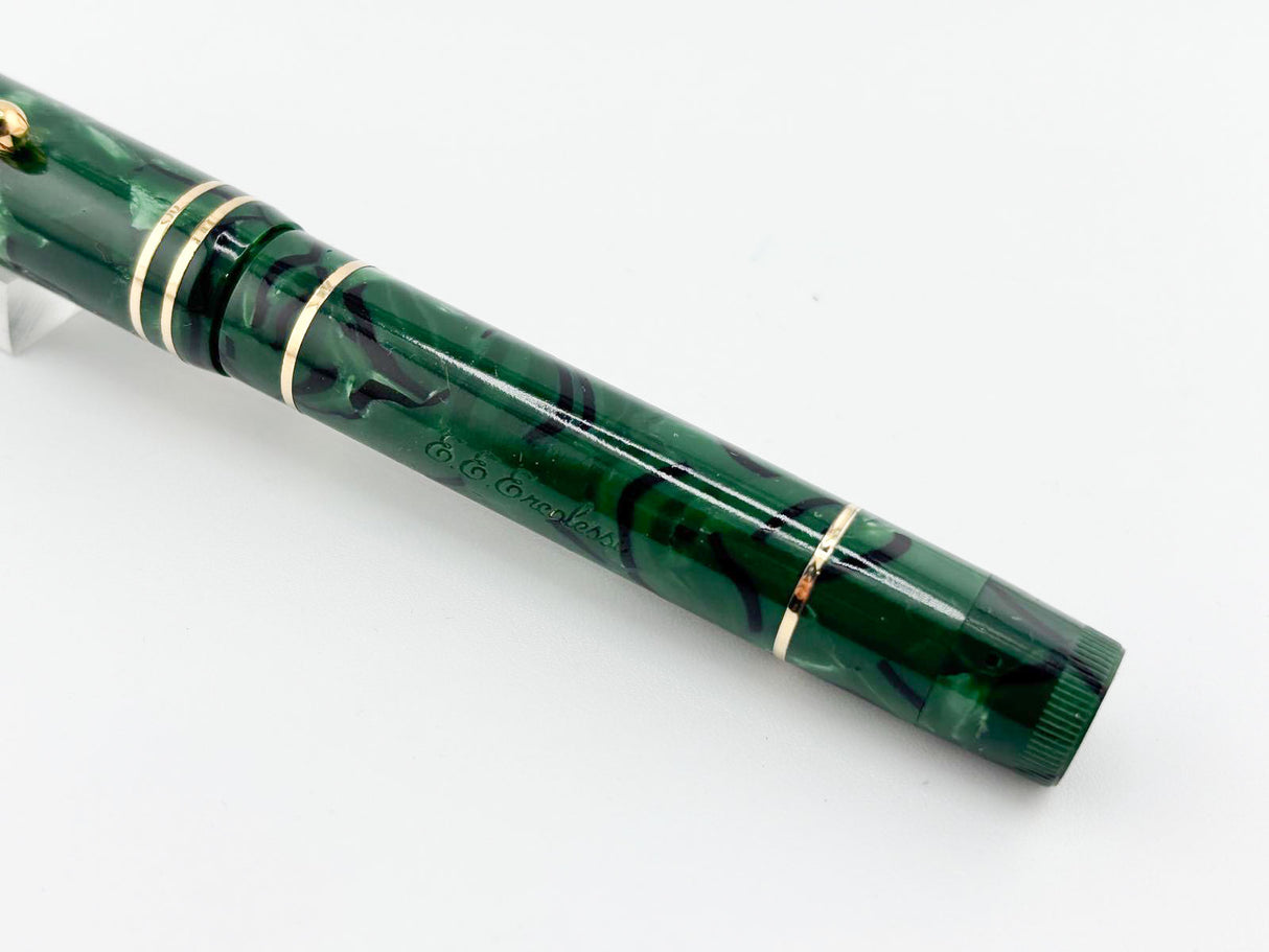 OMAS E.E. Ercolessi Marbled Green Celluloid Limited Edition Fountain Pen - Fine 18kt Gold Nib