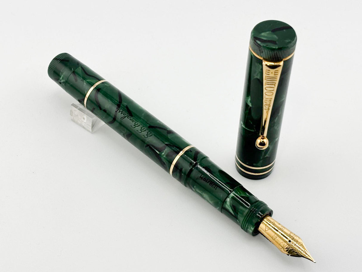 OMAS E.E. Ercolessi Marbled Green Celluloid Limited Edition Fountain Pen - Fine 18kt Gold Nib