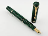 OMAS E.E. Ercolessi Marbled Green Celluloid Limited Edition Fountain Pen - Fine 18kt Gold Nib