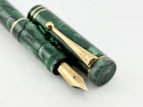 OMAS E.E. Ercolessi Marbled Green Celluloid Limited Edition Fountain Pen - Fine 18kt Gold Nib