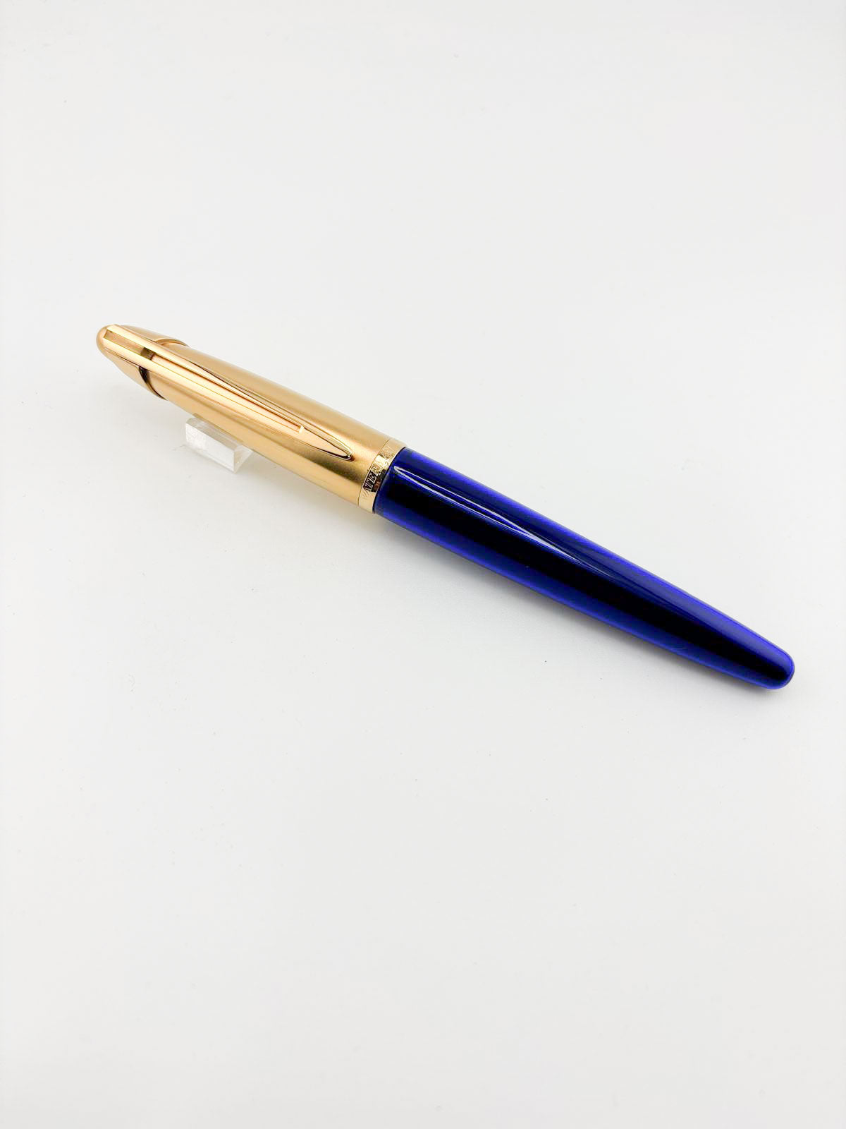Waterman Edson Blue Translucent Fountain Pen  - Medium 18kt Gold Nib - Rarely Found in this Mint Condition Any Longer!