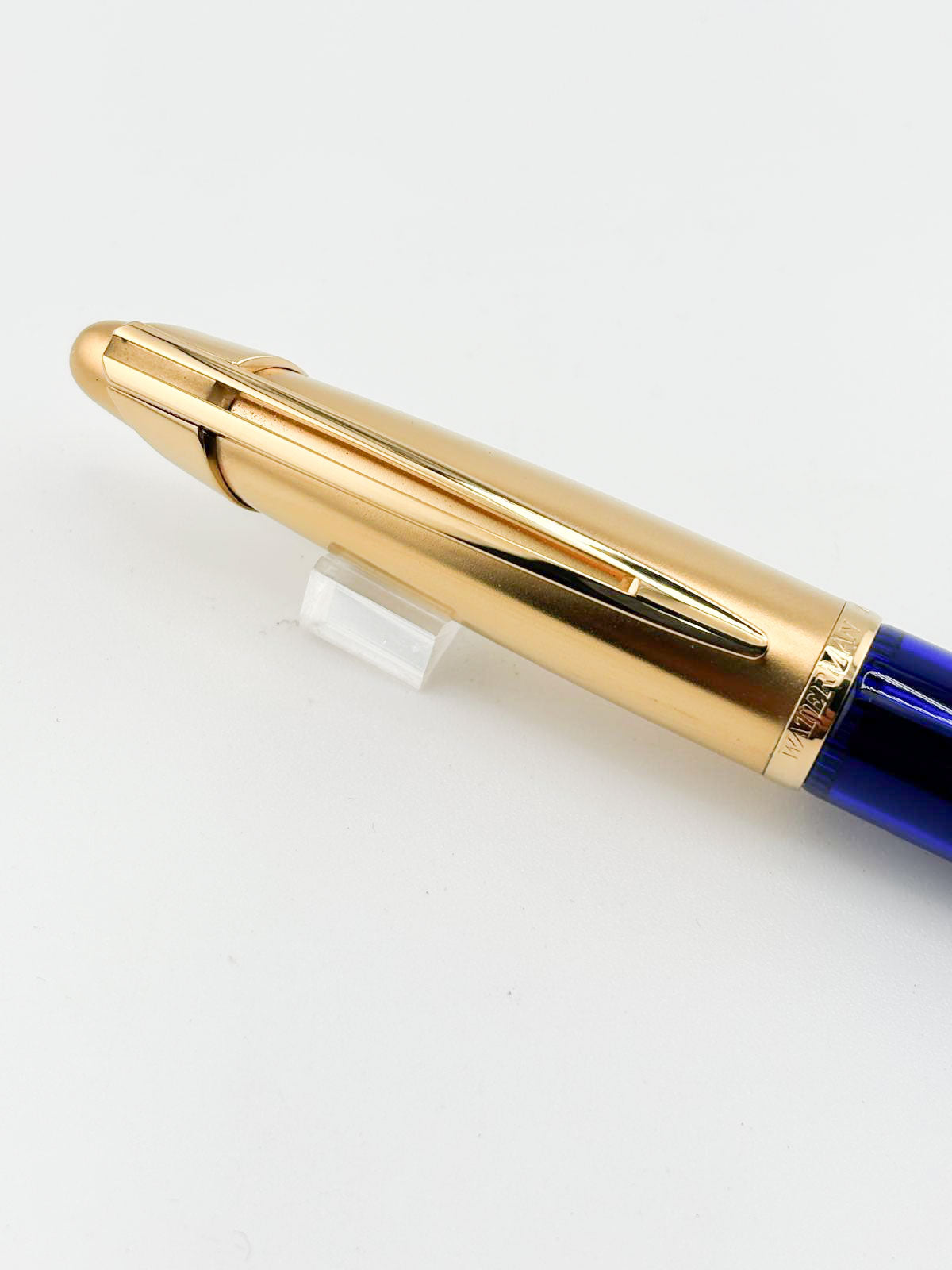 Waterman Edson Blue Translucent Fountain Pen  - Medium 18kt Gold Nib - Rarely Found in this Mint Condition Any Longer!