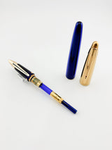 Waterman Edson Blue Translucent Fountain Pen  - Medium 18kt Gold Nib - Rarely Found in this Mint Condition Any Longer!