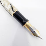 Parker Duofold Centennial (Largest Size) Black & Pearl Fountain Pen  - Fine 18kt Gold Nib