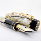 Parker Duofold Centennial (Largest Size) Black & Pearl Fountain Pen  - Fine 18kt Gold Nib