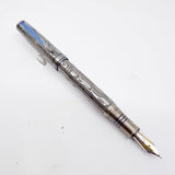 Grayson Tighe Odin's Eye Damascus Steel over Titanium Limited Edition Fountain Pen - Medium Tighe 18kt Gold Nib (2004) - RARE & VERY DESIRABLE!!