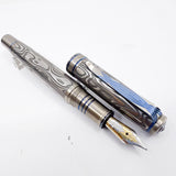 Grayson Tighe Odin's Eye Damascus Steel over Titanium Limited Edition Fountain Pen - Medium Tighe 18kt Gold Nib (2004) - RARE & VERY DESIRABLE!!