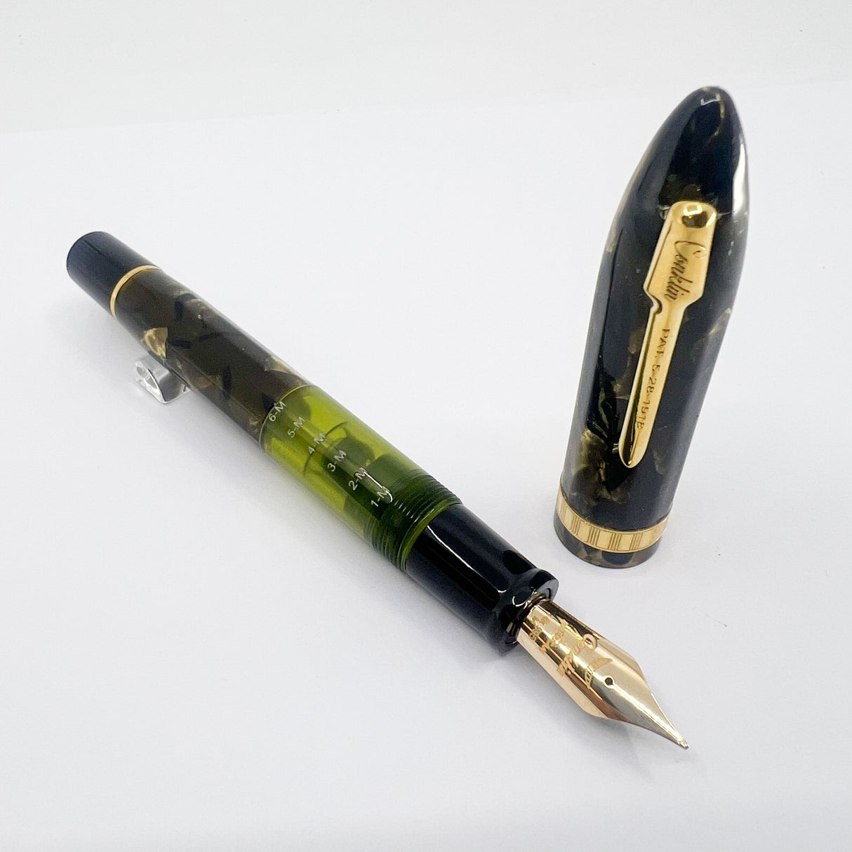 Conklin Nozac Green Saft Celluloid Fountain Pen – Legacy Collection Limited Edition - Flexible Medium 14kt Gold Nib