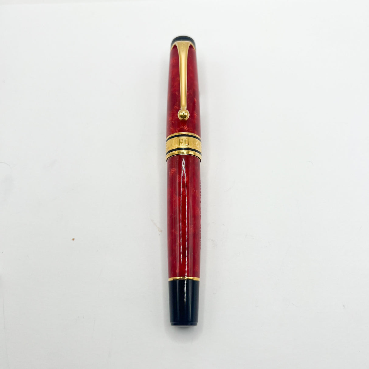 Aurora 75th Anniversary Optima Red Marble Auroloide Limited Edition Fountain Pen - Extra Fine 18kt Gold Nib