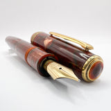 Tibaldi Modello 60 Burgundy Marble Celluloid Fountain Pen - Semi-Flex Medium 18kt Gold Tibaldi "Extra" Nib