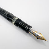 Visconti Oversized Wall Street Limited Edition Glittering Silver Gray Striped Celluloid Fountain Pen - Fine 18kt Gold Nib