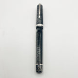 Visconti Oversized Wall Street Limited Edition Glittering Silver Gray Striped Celluloid Fountain Pen - Fine 18kt Gold Nib