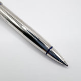Cartier Art Deco Limited Edition Platinum Plated Ballpoint Pen with Blue Lacquer Accents