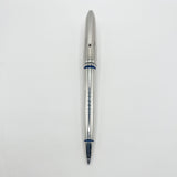 Cartier Art Deco Limited Edition Platinum Plated Ballpoint Pen with Blue Lacquer Accents