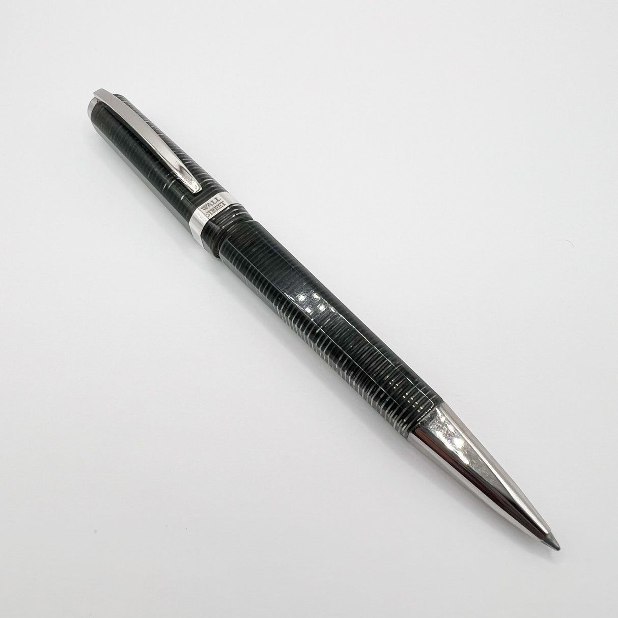 Visconti Wall Street Glittering Gray Striped Celluloid Ballpoint Pen