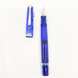 Pelikan M605 Marine Bright Blue Transparent Fountain Pen - Platinum Plated Trim