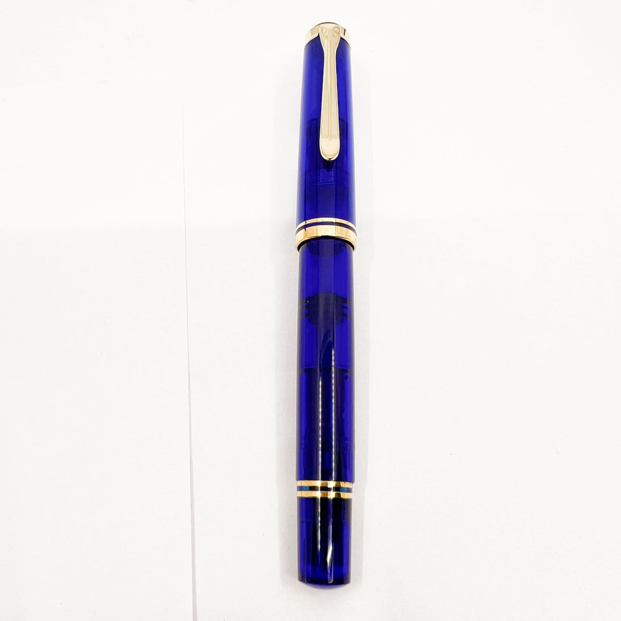 Pelikan M600 Blue Transparent Fountain Pen - Gold Plated Trim