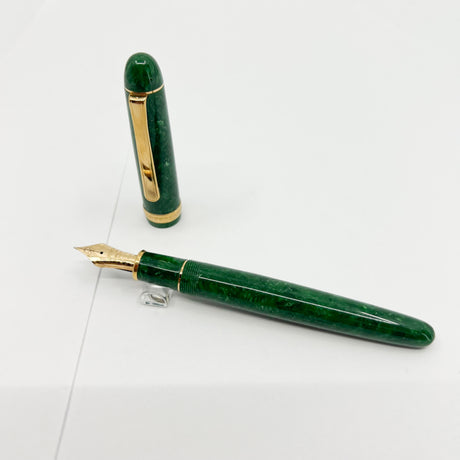 Platinum #3776 Celluloid Marbled Green Fountain Pen