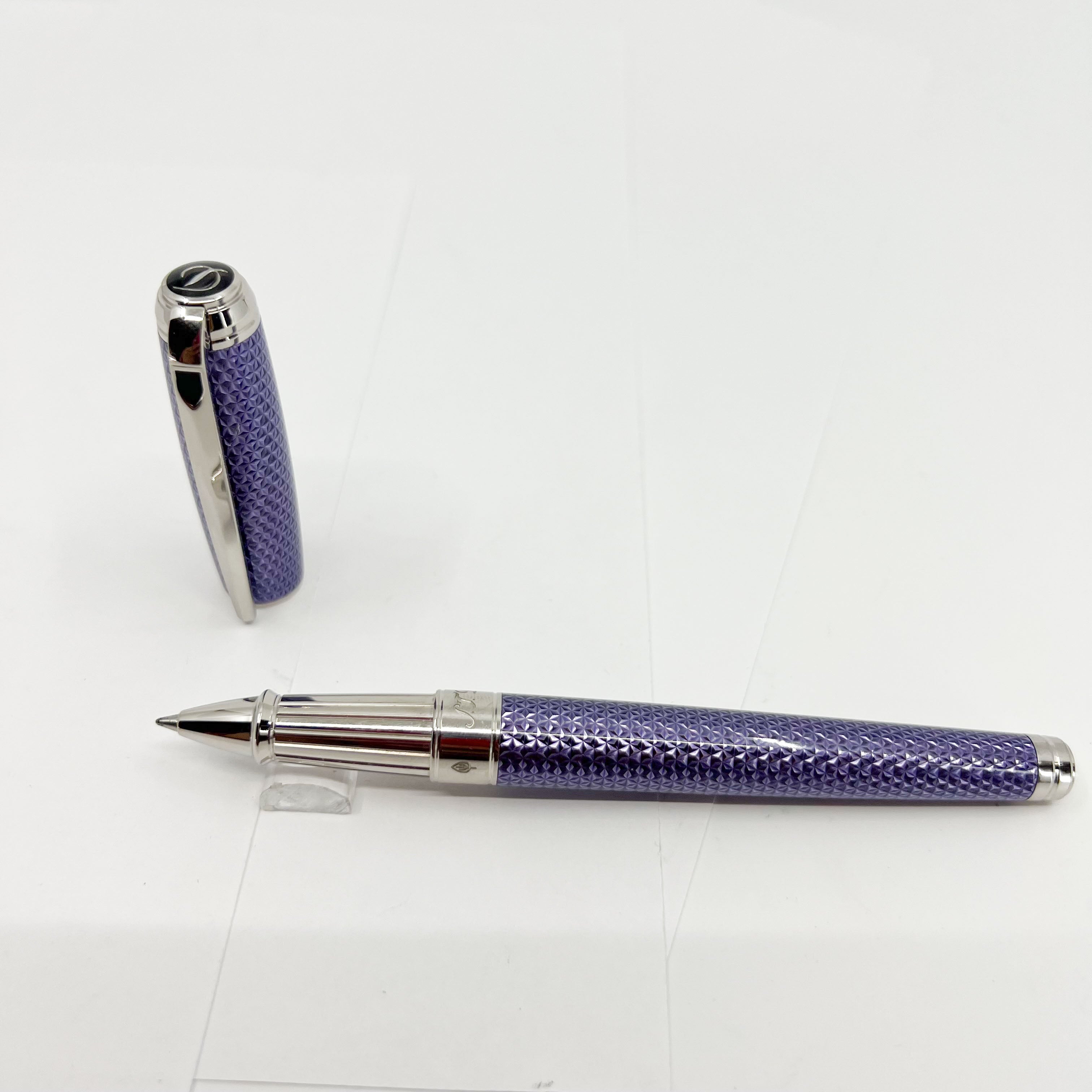 S.T. DuPont Line D Large Lilac Velvet Firehead Guilloche
