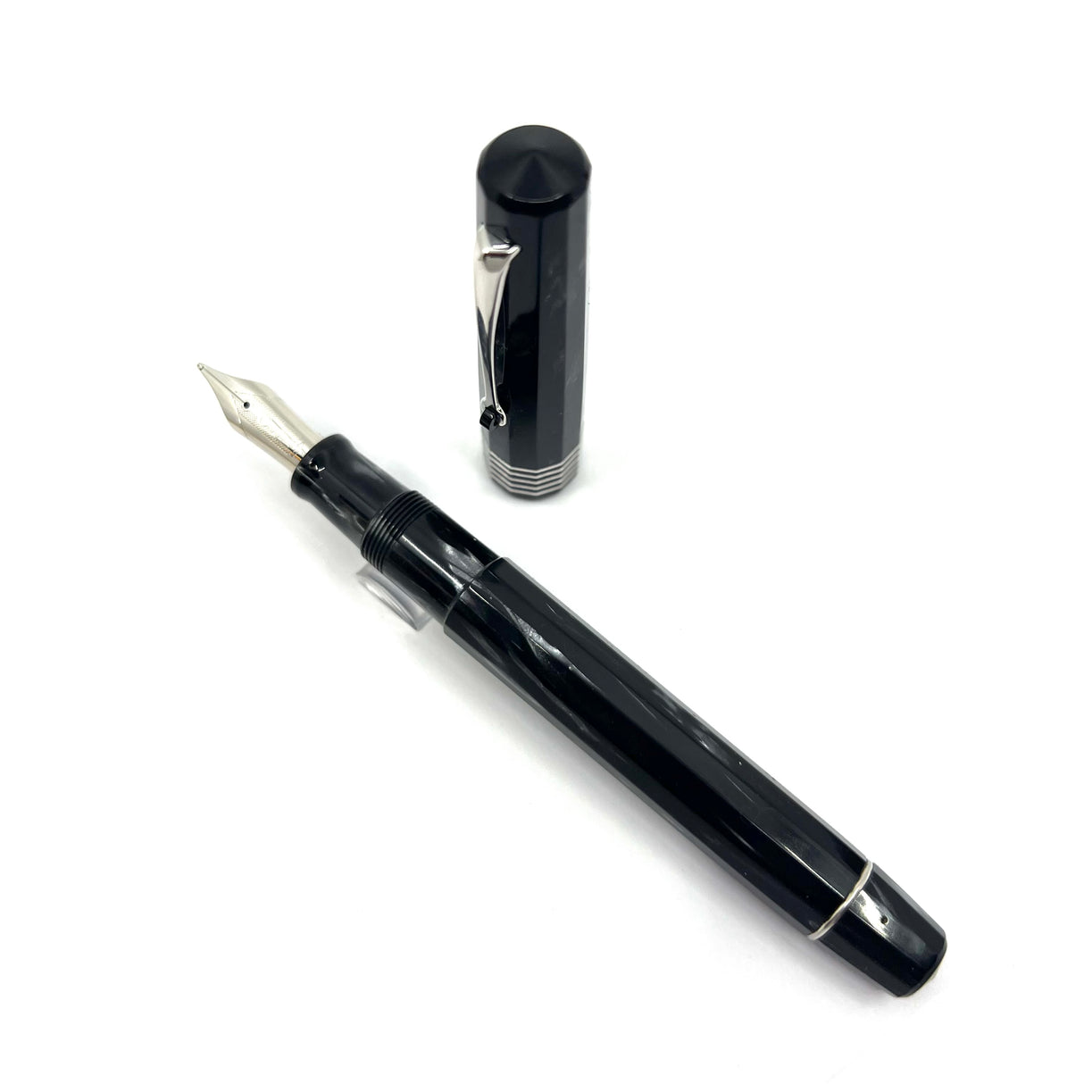 OMAS Senior Paragon Gray Perla Celluloid Fountain Pen - Broad 18kt Gold Nib