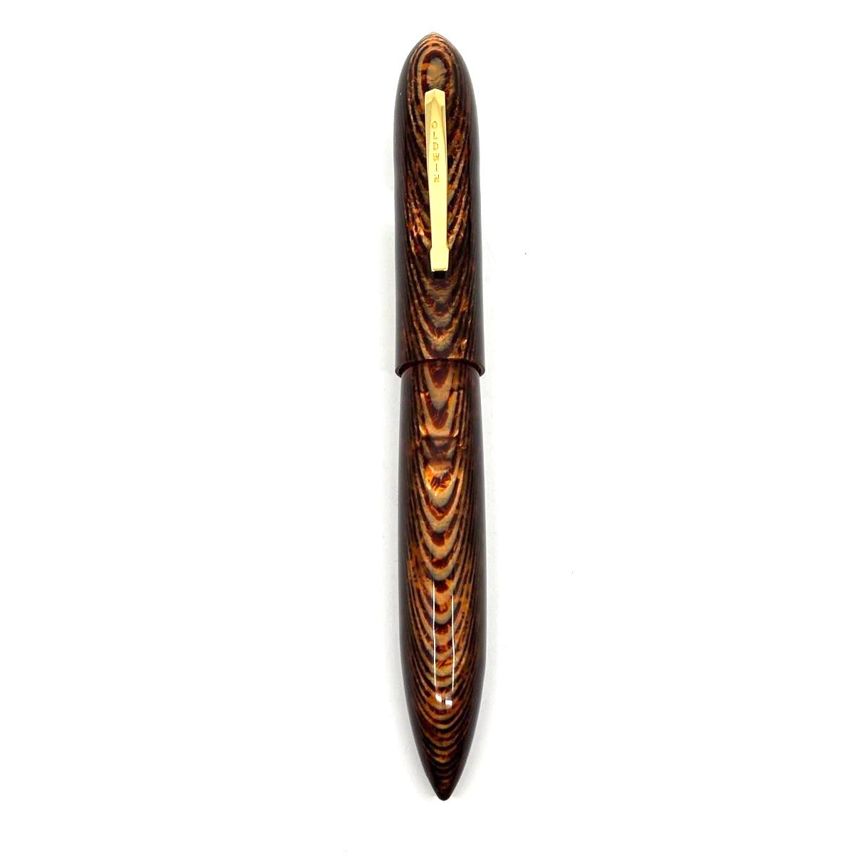 Oldwin (Paris) Torpedo Bronze Arco Spina (Fish Bone) Pattern  Celluloid LE Fountain Pen