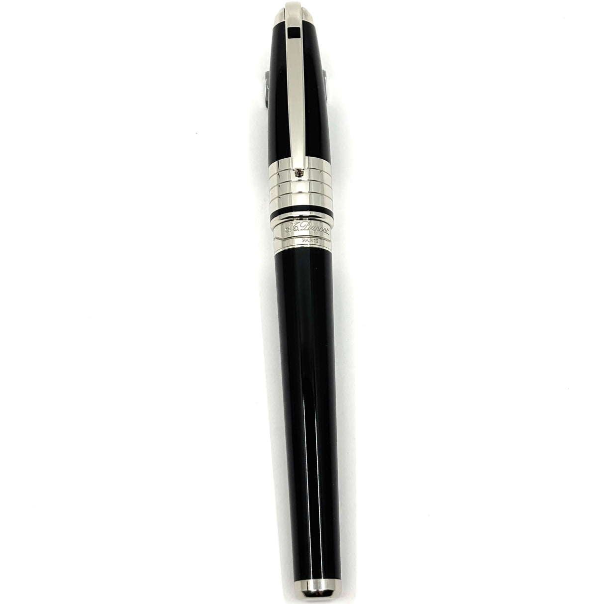 Dupont Orpheo Largest Size Fountain Pen - Black Chinese Lacquer/Palladium Plated Deco Trim