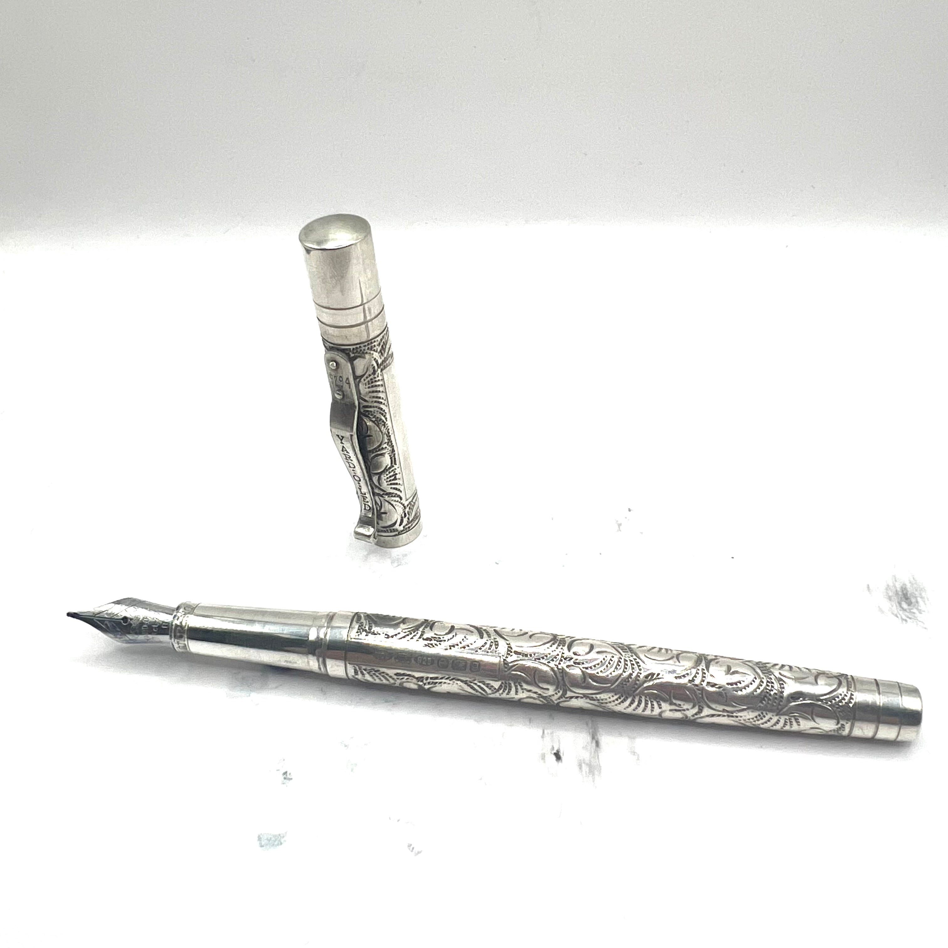sterling silver 万年筆 18K Yard-o-Led Standard Victorian Sterling Silver Fountain Pen - Broad