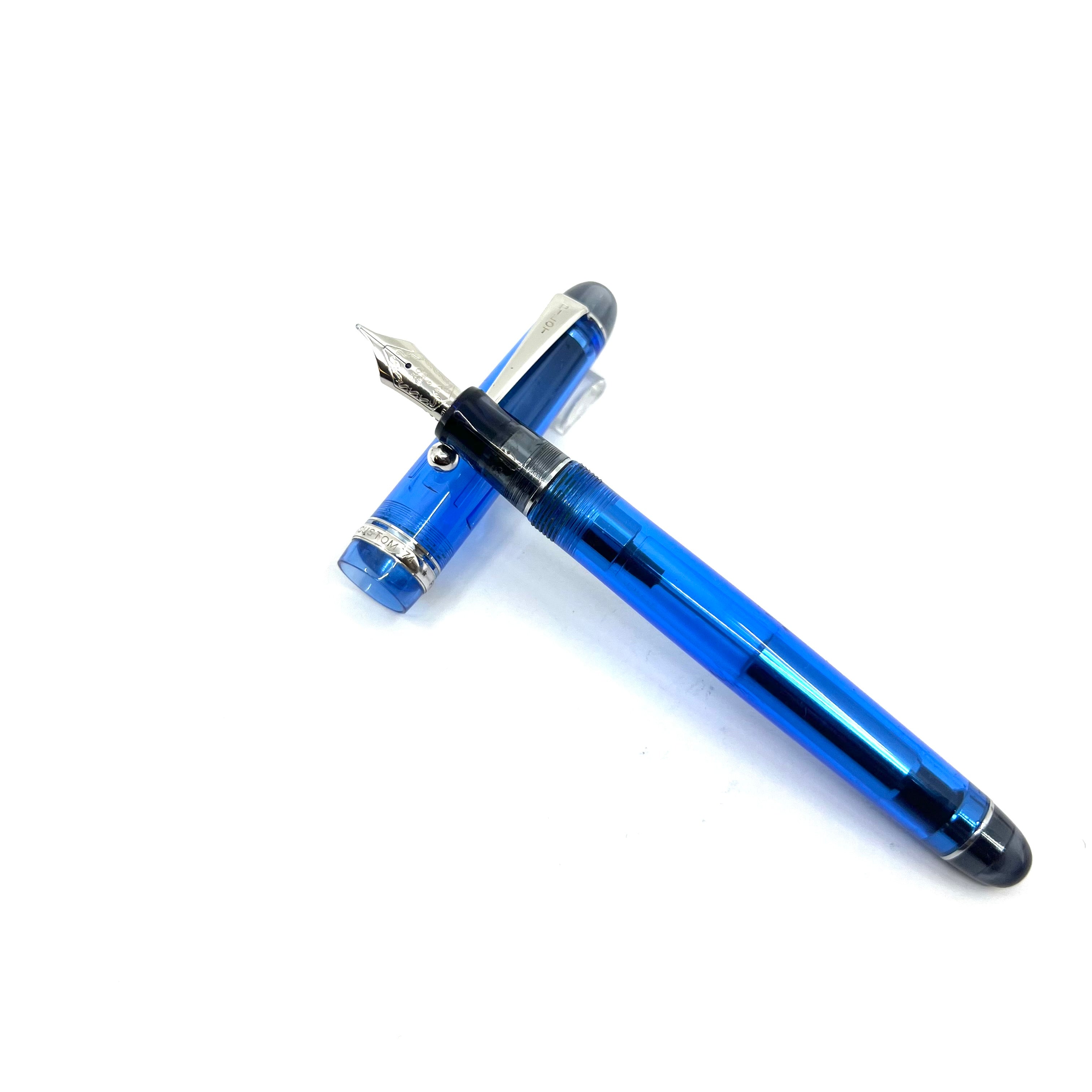 Pilot Custom 74 Blue Transparent Demonstrator Fountain Pen - Broad