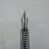 Aurora Alpha Tuscan Night Lustrous Marbled Charcoal Fountain Pen - Medium 14kt Gold Nib