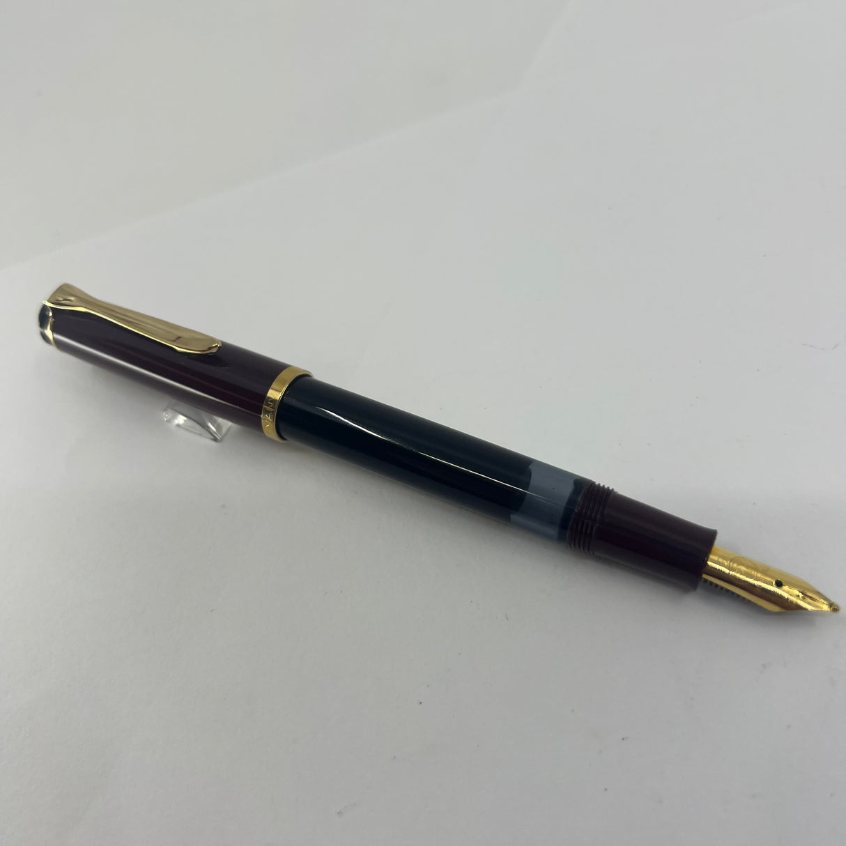 Pelikan M150 Burgundy & Black Fountain Pen - Broad Gold-Plated Nib