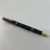 Pelikan M150 Burgundy & Black Fountain Pen - Broad Gold-Plated Nib