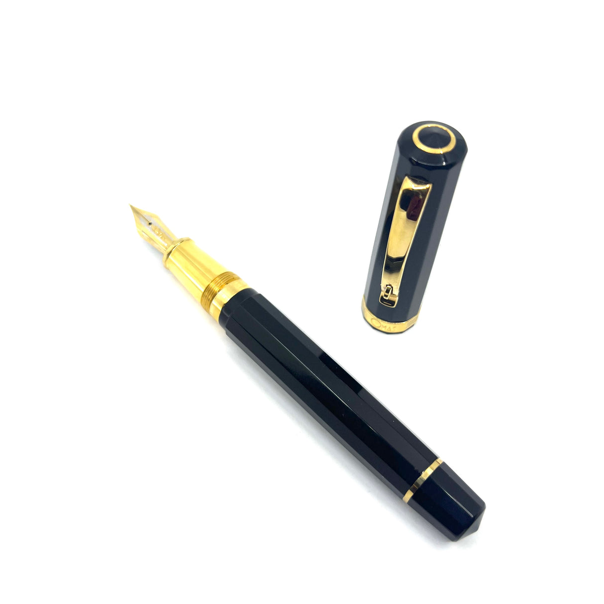 OMAS Oversized Facetted Black Resin Paragon Fountain Pen - Extra Fine 18kt Gold Nib