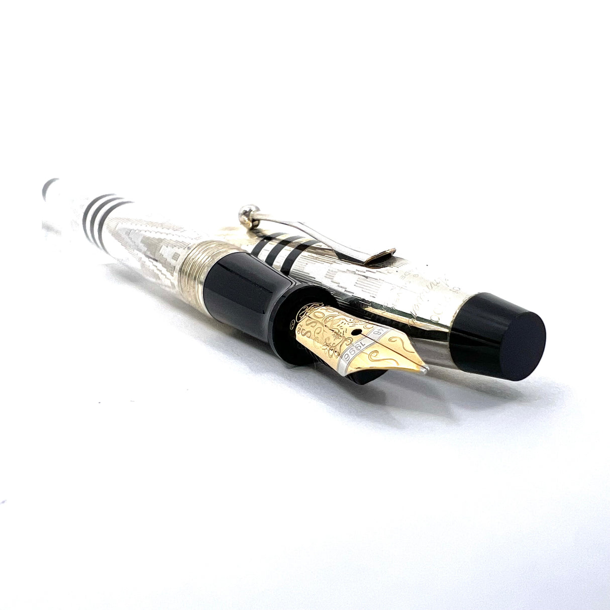 Cross 150th Anniversary Limited Edition Art Deco Sterling Silver Fountain Pen (1996)  -  Medium 18kt Gold Nib -  MINT Condition with Complete Original Packaging