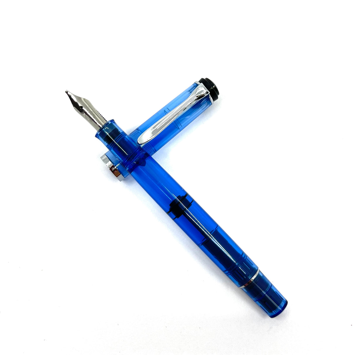Pelikan M205 Blue Transparent Fountain Pen - Italic Nib