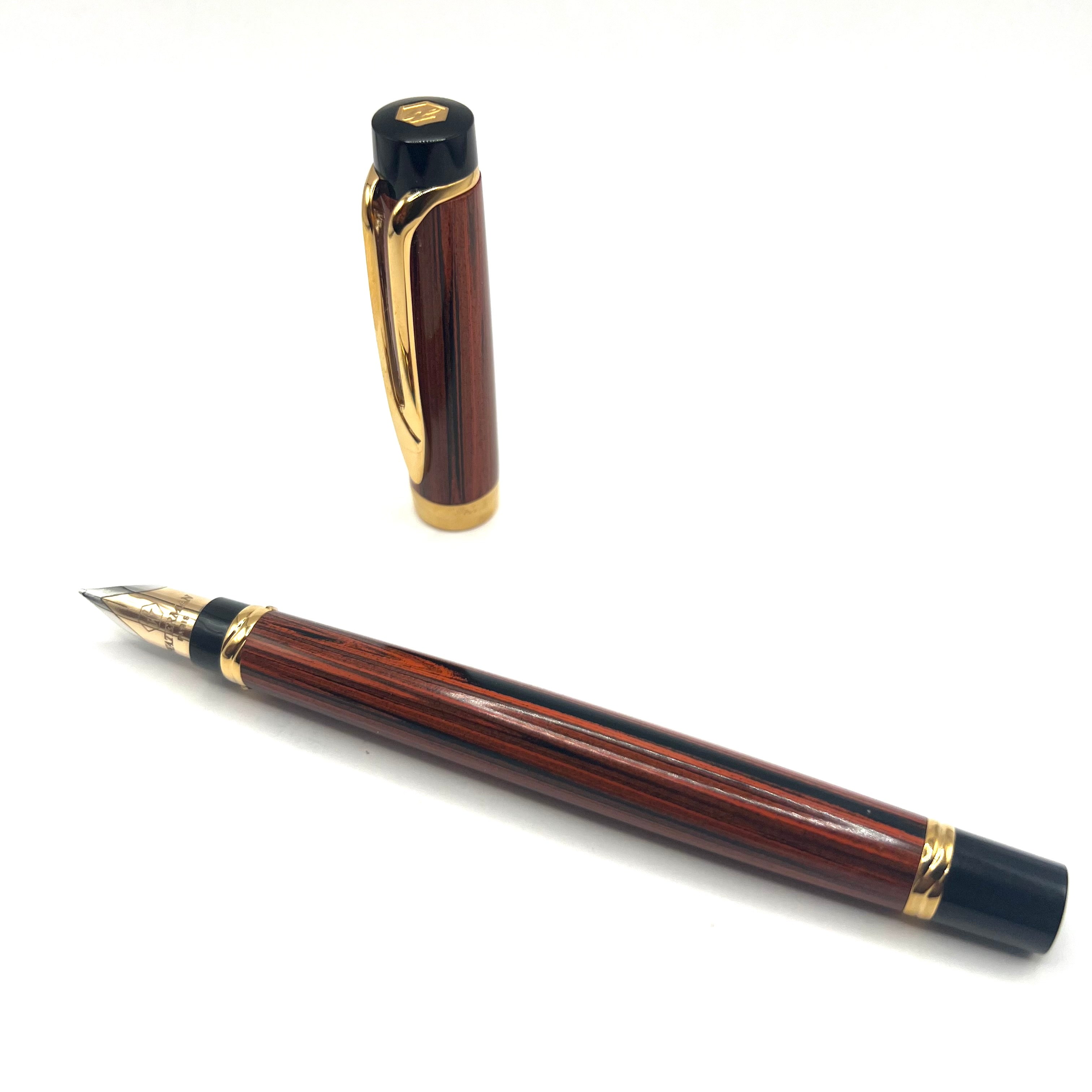 Waterman Liaison Black/Orange Woodgrain Fountain Pen- Medium 18kt
