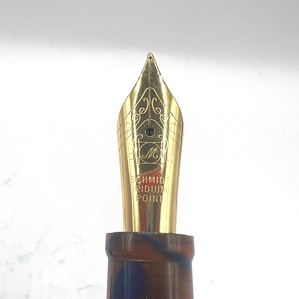 Bexley BX701  Lustrous Blue & Amber Swirl Fountain Pen   - Medium Gold-Plated Nib
