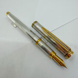Waterman Gentleman Sterling Silver Ribbed Pattern Fountain Pen - Fine 18kt Gold Nib