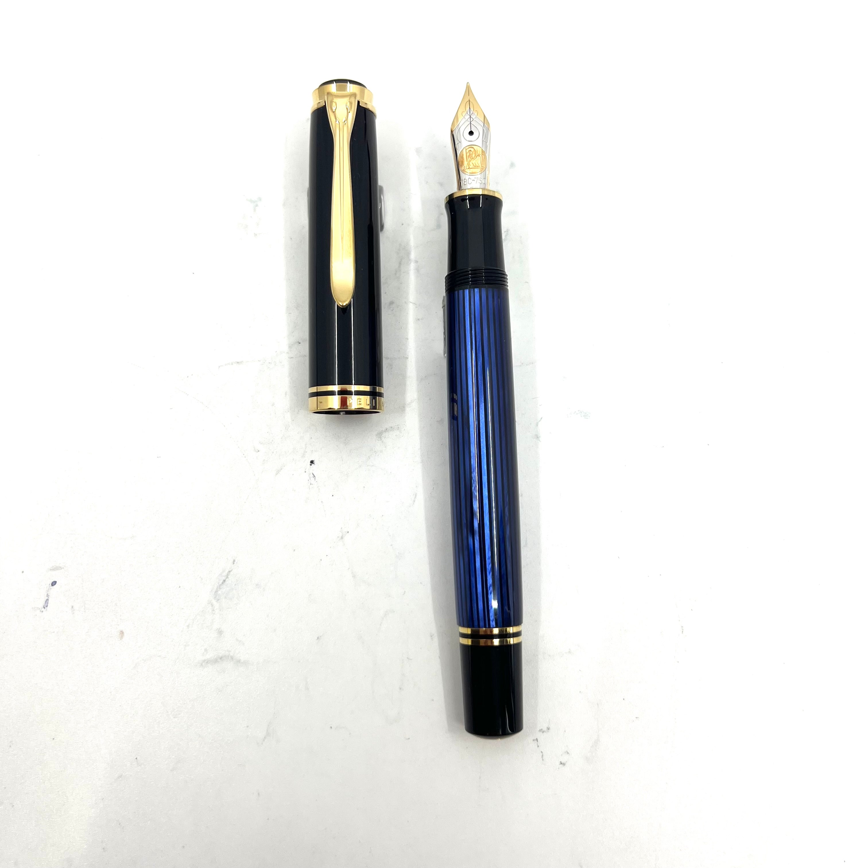 Pelikan Early M800 Black/Blue Striped Fountain Pen – Fountain Pen