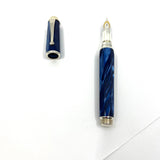 Montegrappa Emblema Lustrous Blue Celluloid Fountain Pen - Fine 18kt Gold Nib