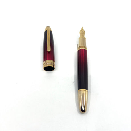 Montblanc Meisterstuck Solitaire Burgundy Lacquer Calligraphy LeGrand Fountain Pen - Firm Medium 18kt Gold Nib