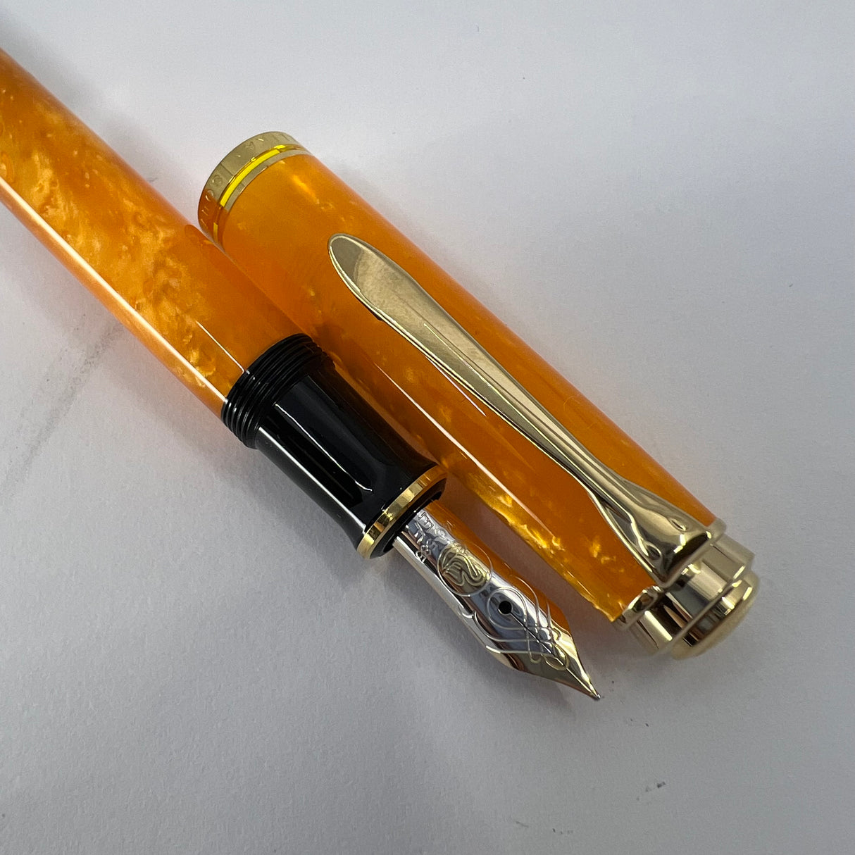 Pelikan M600 Vibrant Orange Fountain Pen - Extra Fine 14kt Gold Nib